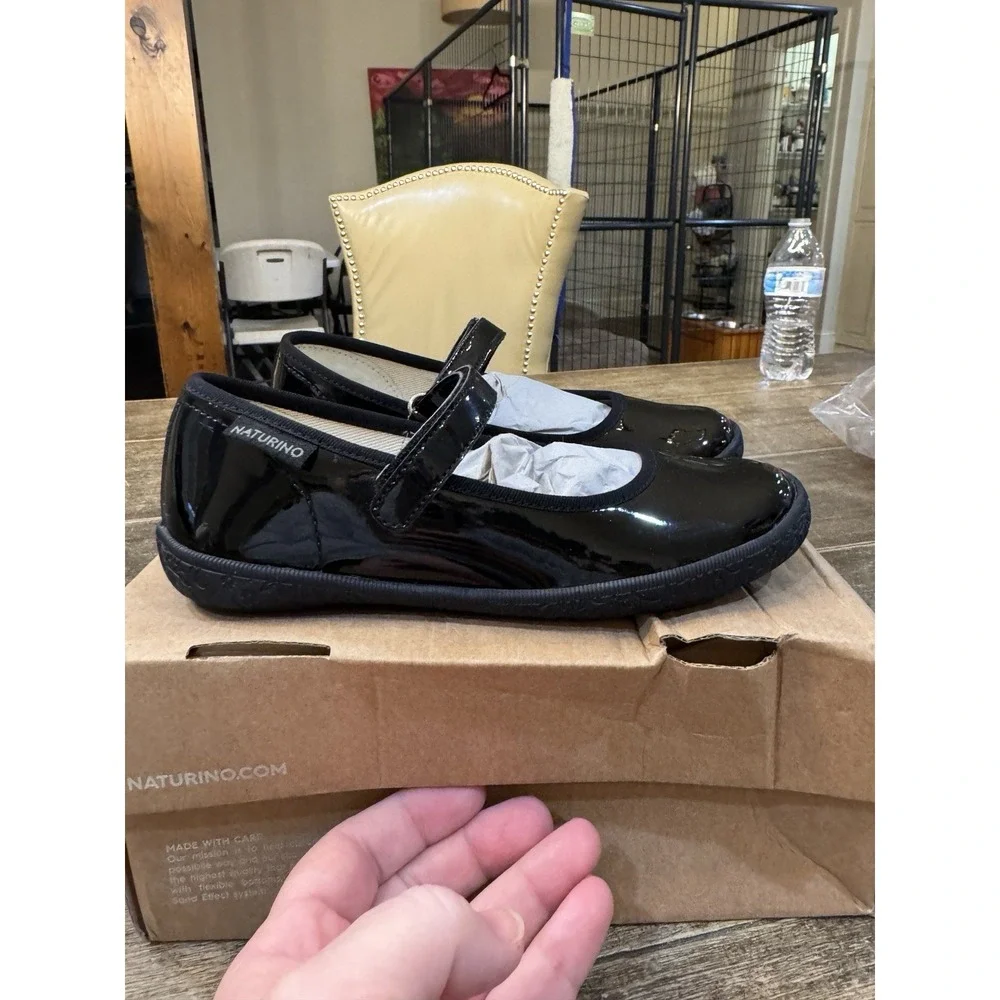 Naturino Girls Pavia Flats Patent Black Mary Jane Size 30‎ US 12.5